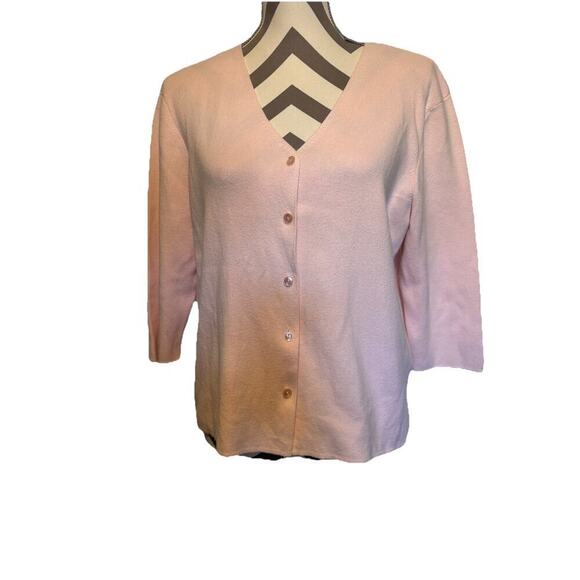 Petal Pink Designers Original Womens Button Up Cardigan Sweater Petite L Vintage - Picture 1 of 5
